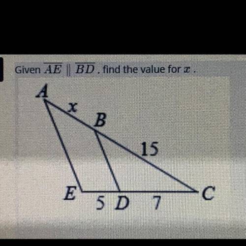 What is the value of x, given that AE || BD