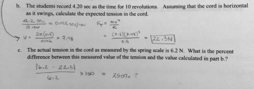 Could somebody double check my work???

its horizontal circular motion,
m=0.2 kg
r=0.5 m