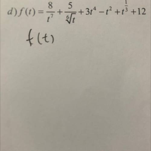Find the derivation of the following functions with they corresponding variables