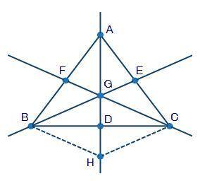 Use ΔABC to answer the question that follows:

Triangle ABC. Point F lies on AB. Point D lies on B
