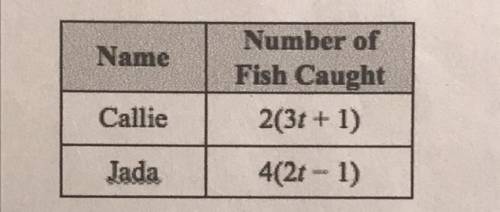 9) The table shows the number of fish Callie and Jada each caught. If they caught the same

number