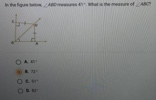 In the figure below, ABD measures 41. What is the measure of ABC?