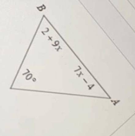 I need help finding the value of x and the measure of each angle