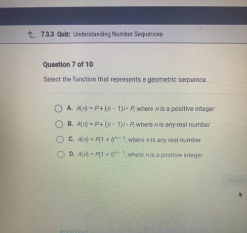Select the function that represents a geometric sequence