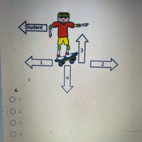 Observe the illustration. If the student fell off of the skateboard in the

direction indicated, w