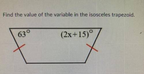 Find the value of the variable in the isosceles trapezoid.