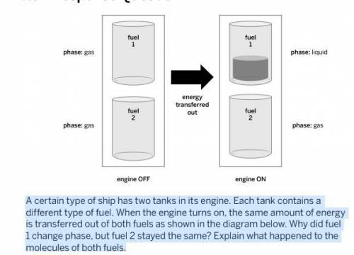 A certain type of ship has two tanks in its engine. Each tank contains a

different type of fuel.