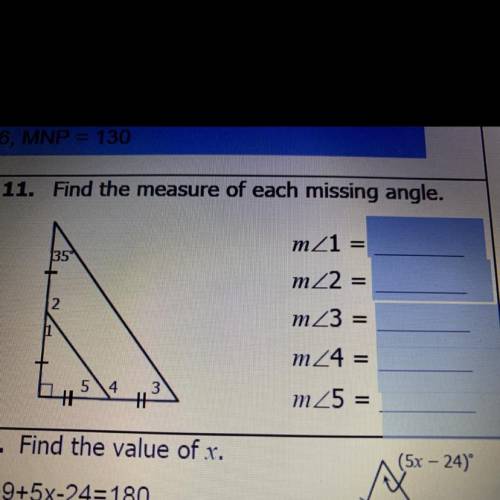 11. Find the measure of each missing angle.
Help me pls!