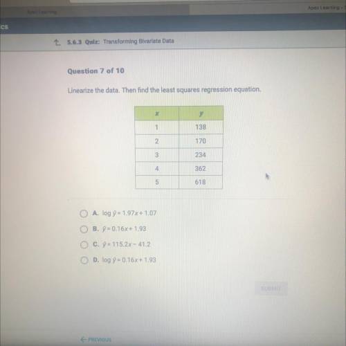 Linearize the data. Then find the least squares regression equation. 
HELP