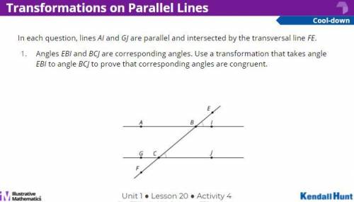 In each question, lines AI and GJ are parallel and intersected by the transversal line FE.

Angles