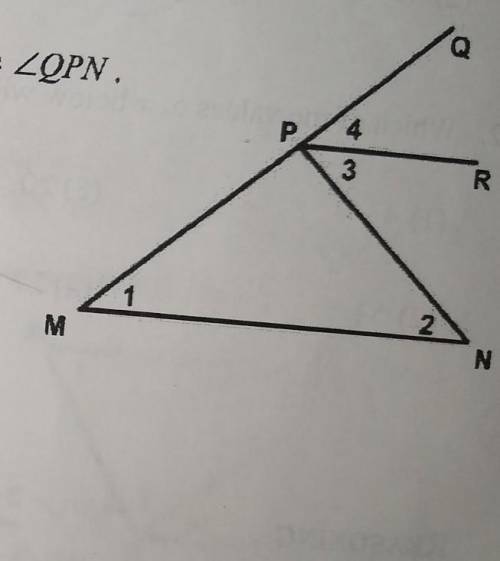 In the following, it is known that MPQ, angle 1 is congruent to angle 3 and PR bisects angle QPN