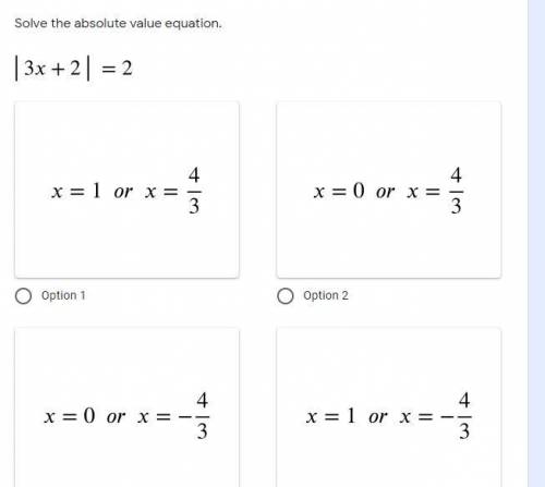 Solve the absolute value equation 3x+2 =2 plz