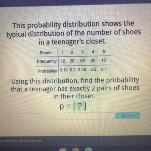This probability ￼￼ distribution shows a typical distribution of the number of shoes in a teenager'