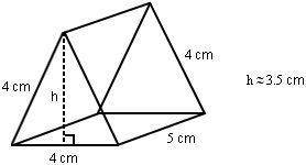 If the approximate height of this right prism with triangular bases is 3.5 centimeters, what is its