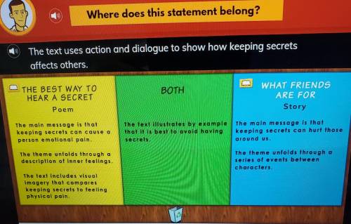 The text uses action and dialogue to show how keeping secrets affects others.