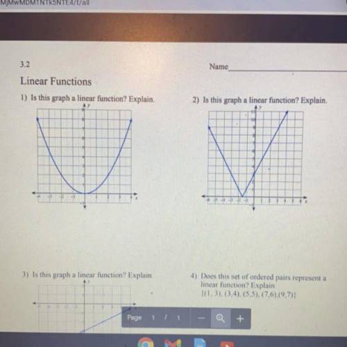 1) Is this graph a linear function? Explain.....2) Is this graph a linear function? Explain....