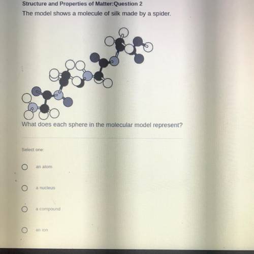 (HELP FAST )The model shows a molecule of silk made by a spider.