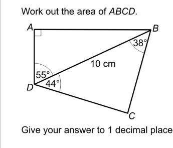 Work out the area of ABCD Give your answer to 1 decimal place.