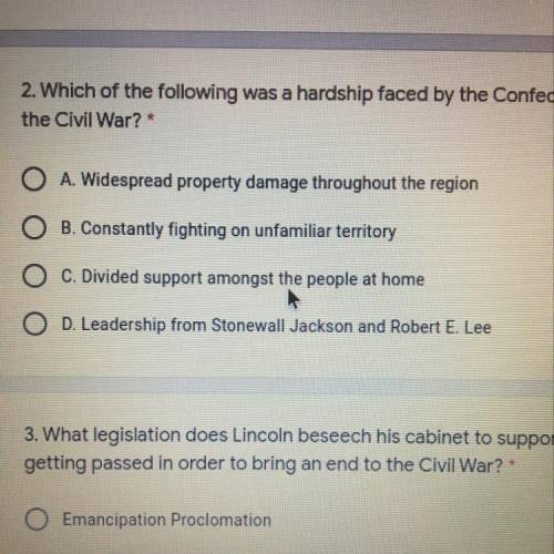 Which of the following was a hardship faced by the confederacy during the civil war?