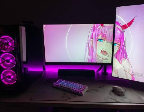Yuhhh my set up been done days ago am gonna change my whole room darling in franxx theme am obsesse