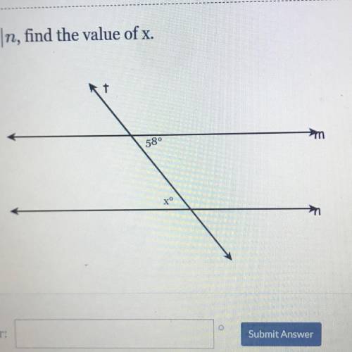 Given m||n, find the value of x.