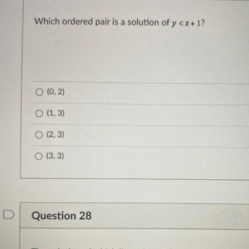 Which ordered pair is a solution of y
HELPP ASAP