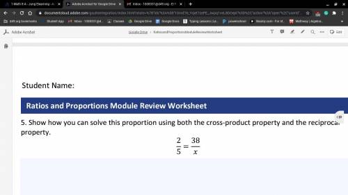 Show how you can solve this proportion using both the cross‐product property and the reciprocal pro