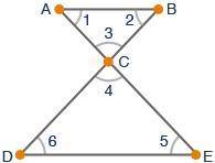 He figure shows two parallel lines AB and DE cut by the transversals AE and BD:

AB and DE are par