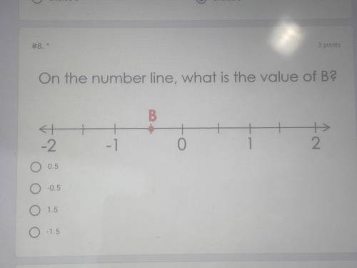 On the number line, what is the value of B? 
— click on the picture for number line —
