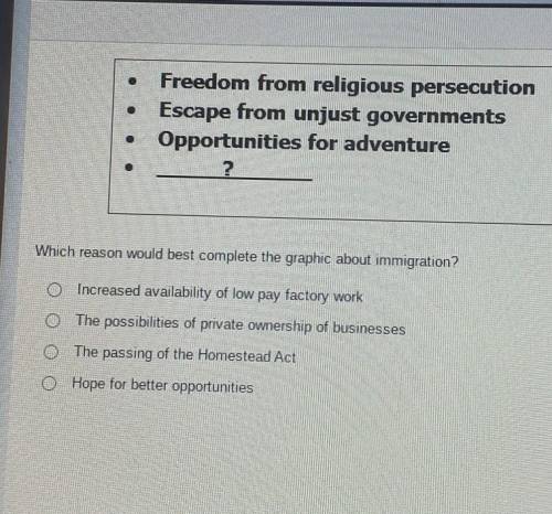 Which reason would best complete the graphic organizer about immigration