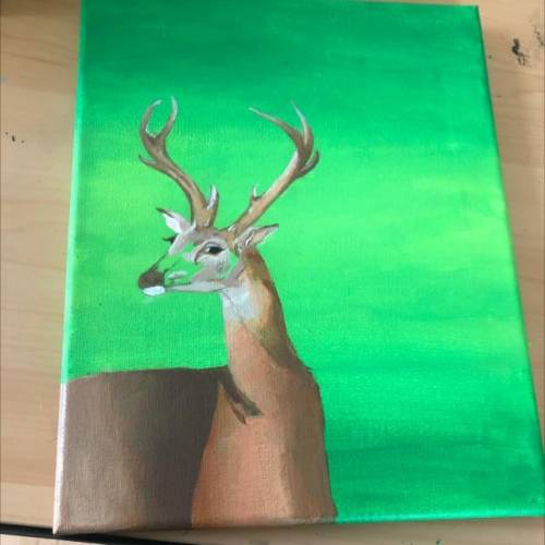 um so i’m painting this deer but i drew it too far up but i didn’t mean to do it so i’d have to add