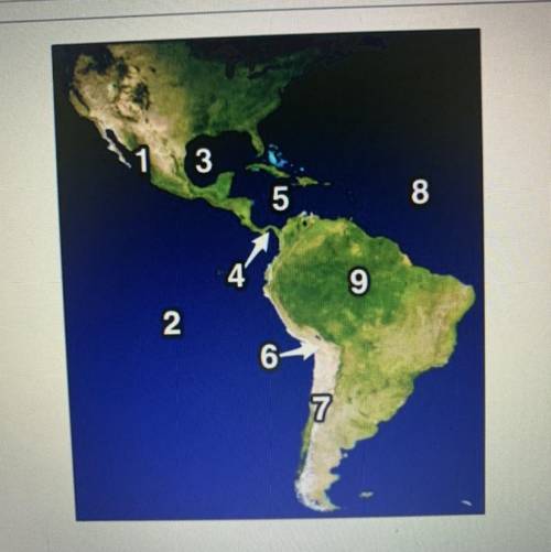 Which number on the map represents the Sierra Madre Mountain Range?

A) 1
B)4
C)6
D)7
Click on the