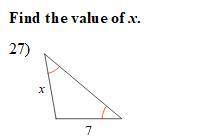 HELP ME!!! FIND THE VALUE OF X
ANSWER CHOICES:
8
9
7
5