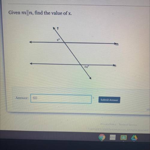 Given m||n, find the value of x;