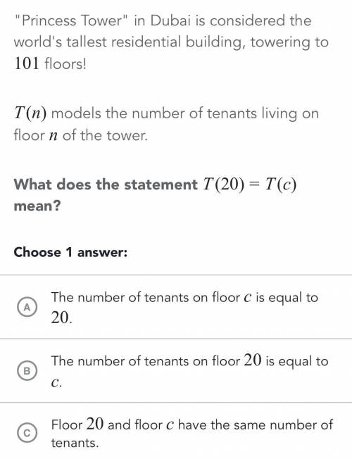 What does the statement T(20) = T(c) mean?