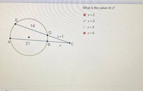 What is the value ofx?
* x-2
x=3
x=4
* x=6
ANWSER IS B
X=3