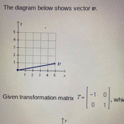 Given transformation matrix t= [-1, 0, 0, 1], which diagram shows the application of T to v?