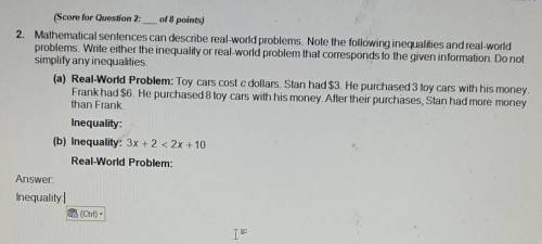 ( Mathematical sentences can describe real-world problems. Note the following inequalities and real