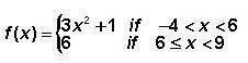 Graph the following piecewise function and then find the domain.

A.) [6,9)
B.) (6,9]
C.) (-4,9]
D