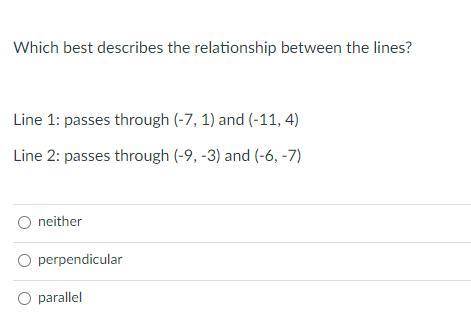 (EASY) Which best describes the relationship between the lines?