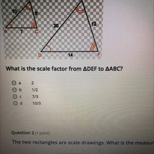 What is the scale factor from def to abc need answer fast