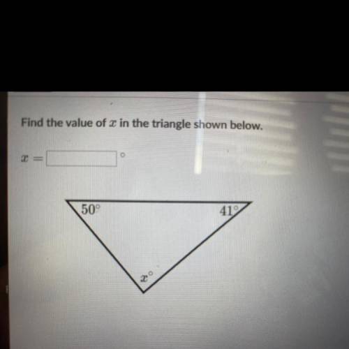 Find the value of r in the triangle shown below.
X =
50°
41°