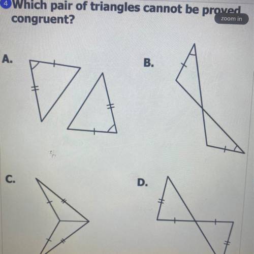 Which pair of triangles cannot be proved congruent.
