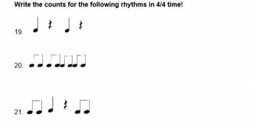 Write the counts for the following rhythms in 4/4 time, please help