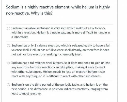 Sodium is a highly reactive element, while helium is highly non-reactive. Why is this?