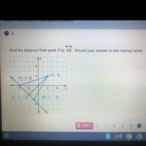 Find the distance from point P to AB Round your answer to the nearest tenth.

The distance is abou
