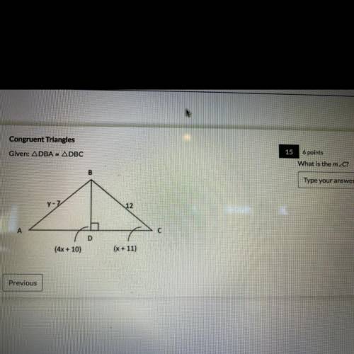 What is the m
Given triangle DBA=triangle DBC