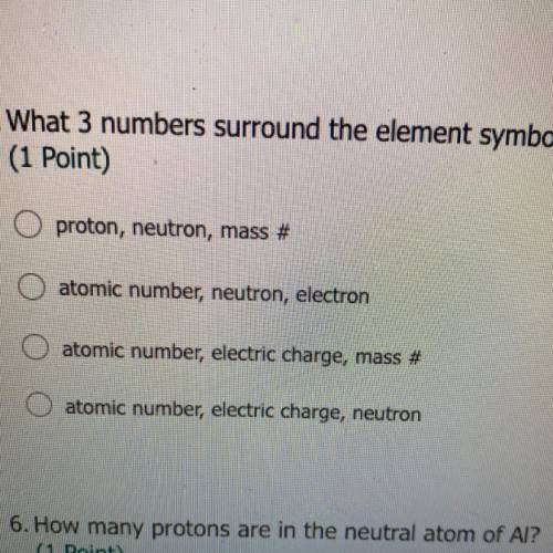 What 3 numbers surround the element symbol?