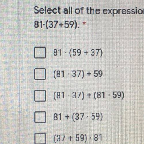 Select all of the expressions that have the same value as
81-(37-59).