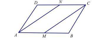Write a two-column proof.

Given: Quadrilateral ABCD is a parallelogram; M is a midpoint of Segmen